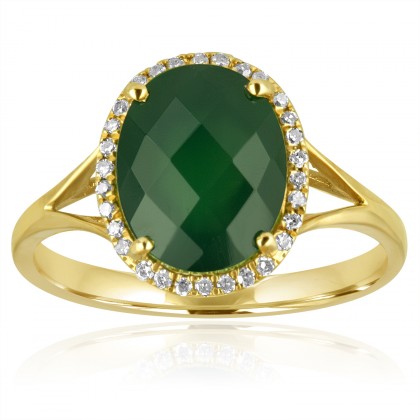 green agate gold diamond ring