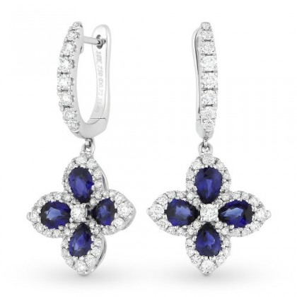 DE10826 sapphire diamond flower earrings