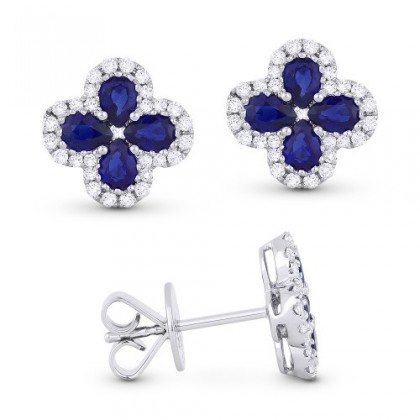 DE11231 sapphire flower earrings