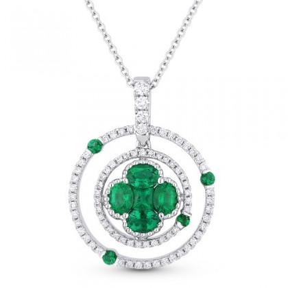 emerald circle diamond pendant