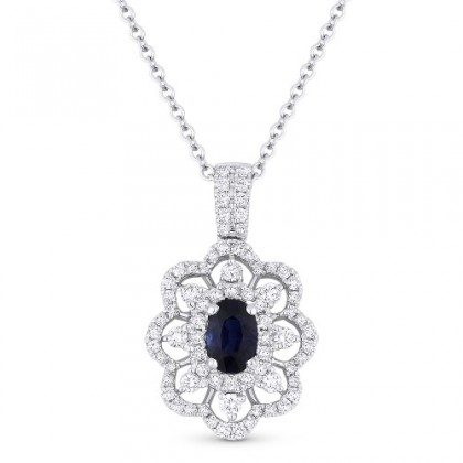 sapphire diamond flower pendant