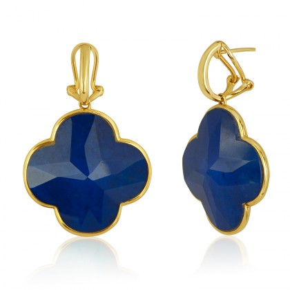 Blue Lapis Clover Earrings