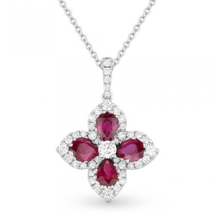ruby red flower necklace
